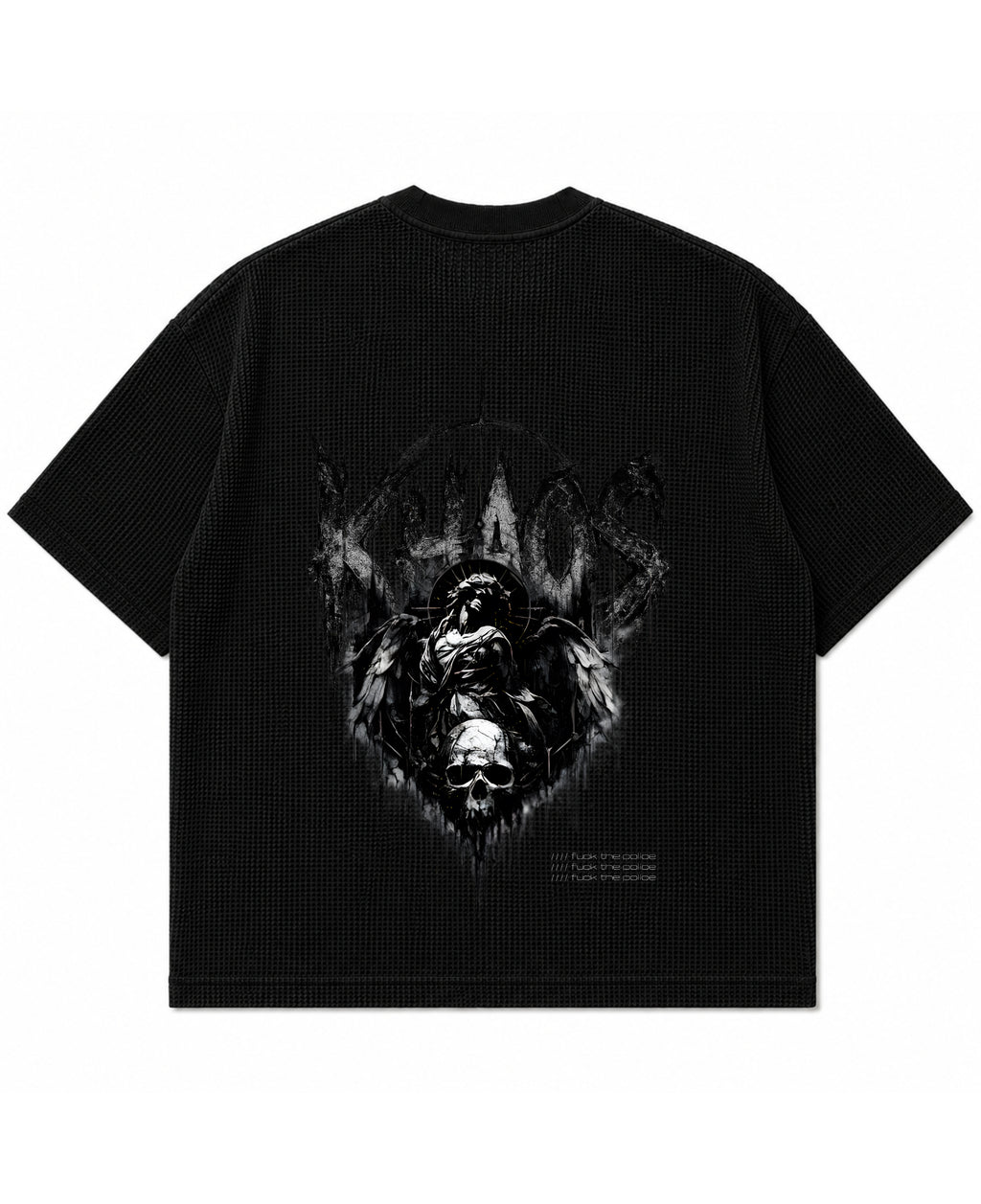Black waffle boxy fit Back Design