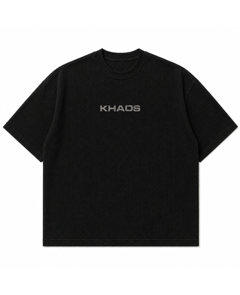 Black waffle boxy fit Front Design