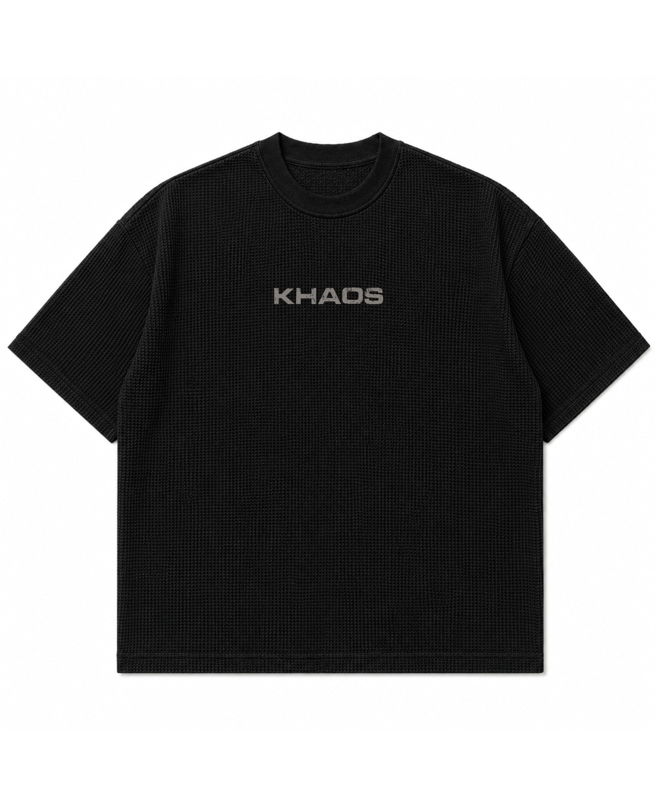 Black waffle boxy fit Front Design