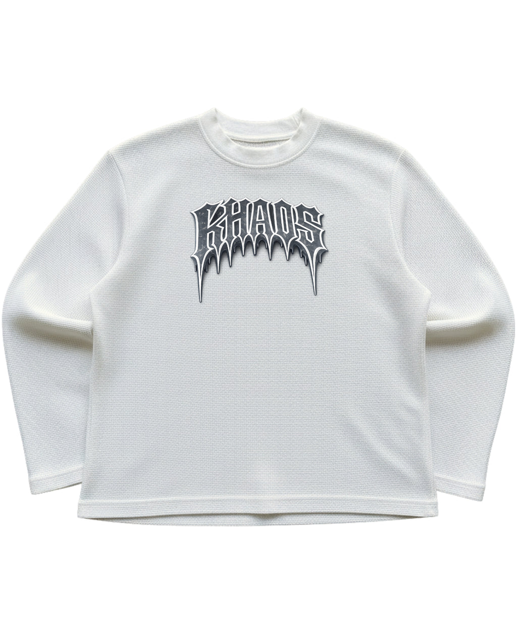Off-white waffle knit oversized full-sleeve Front Design