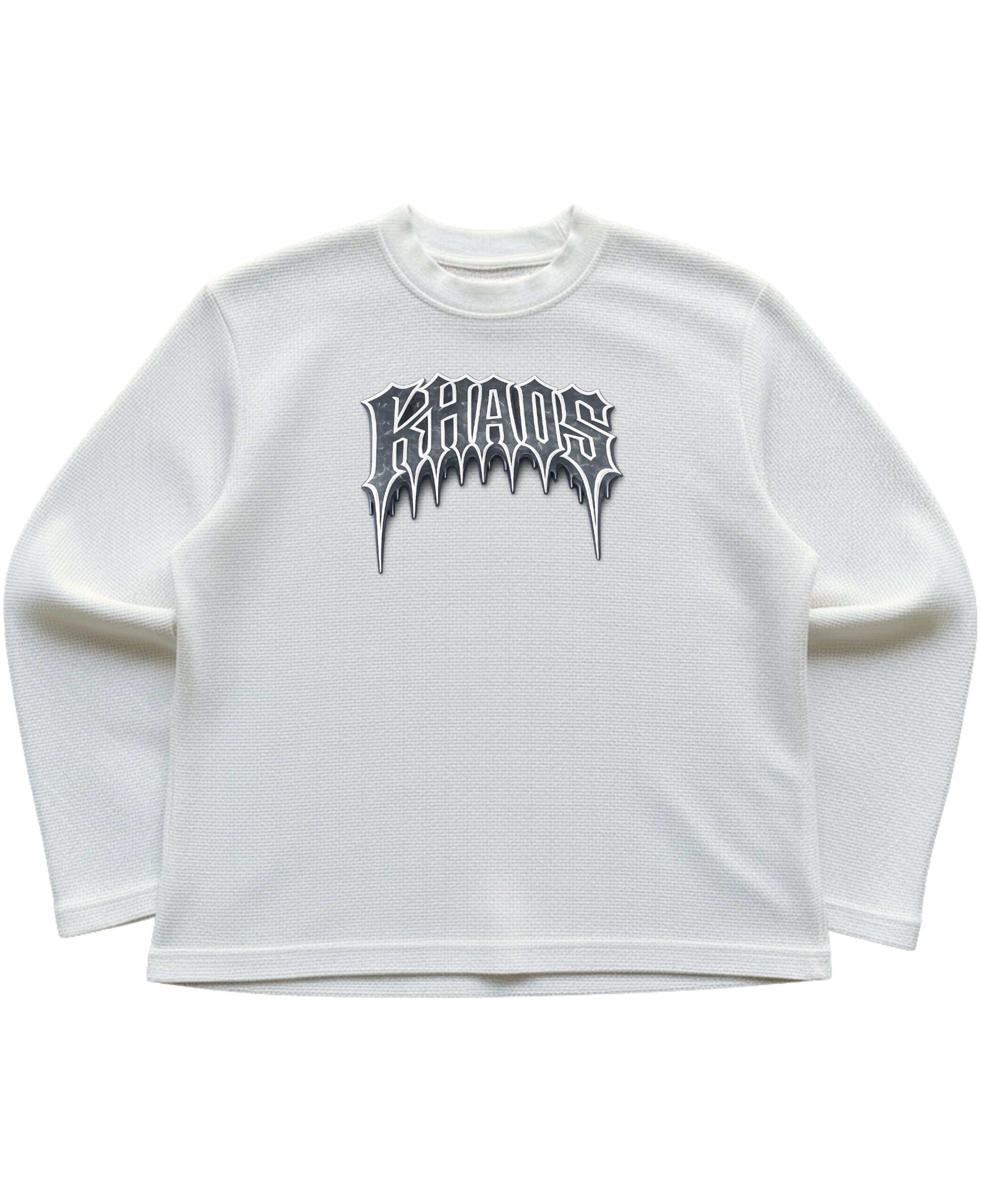 Off-white waffle knit oversized full-sleeve Front Design