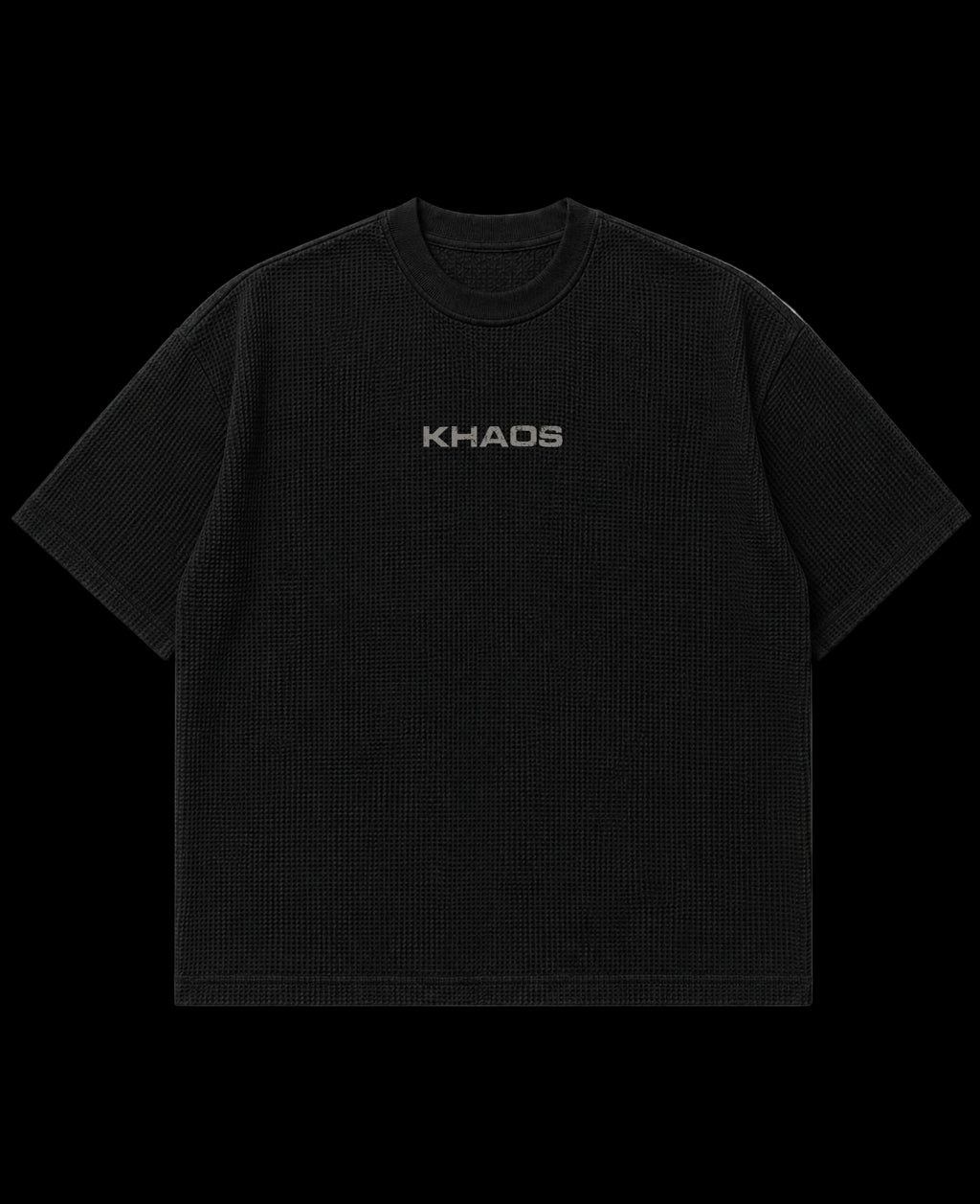 Black waffle boxy fit Front Design