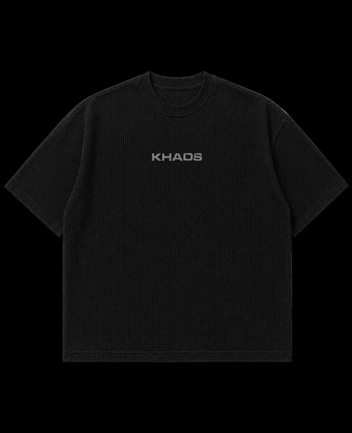 Black waffle boxy fit Front Design