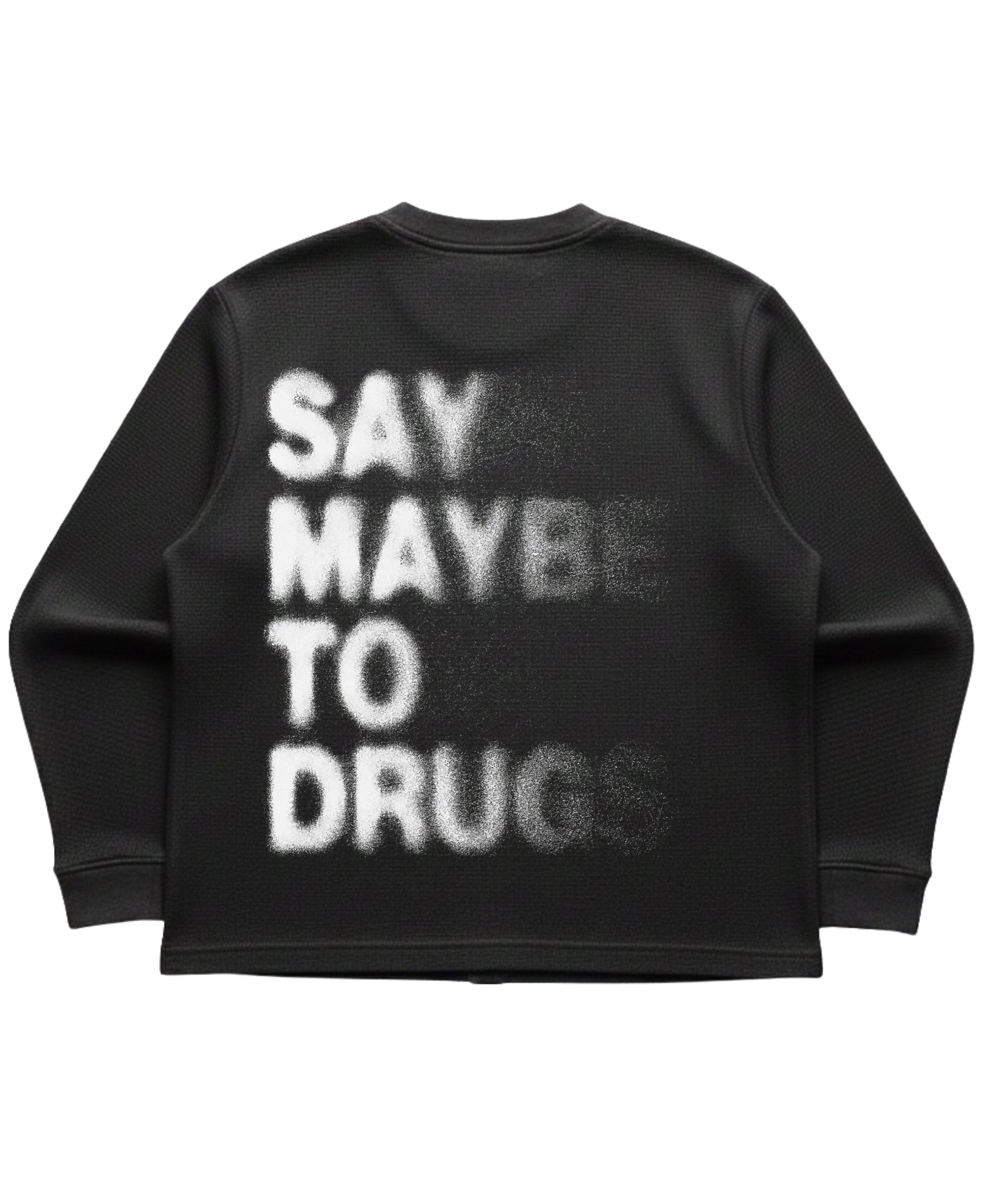 Black waffle knit oversized full-sleeve Back Design