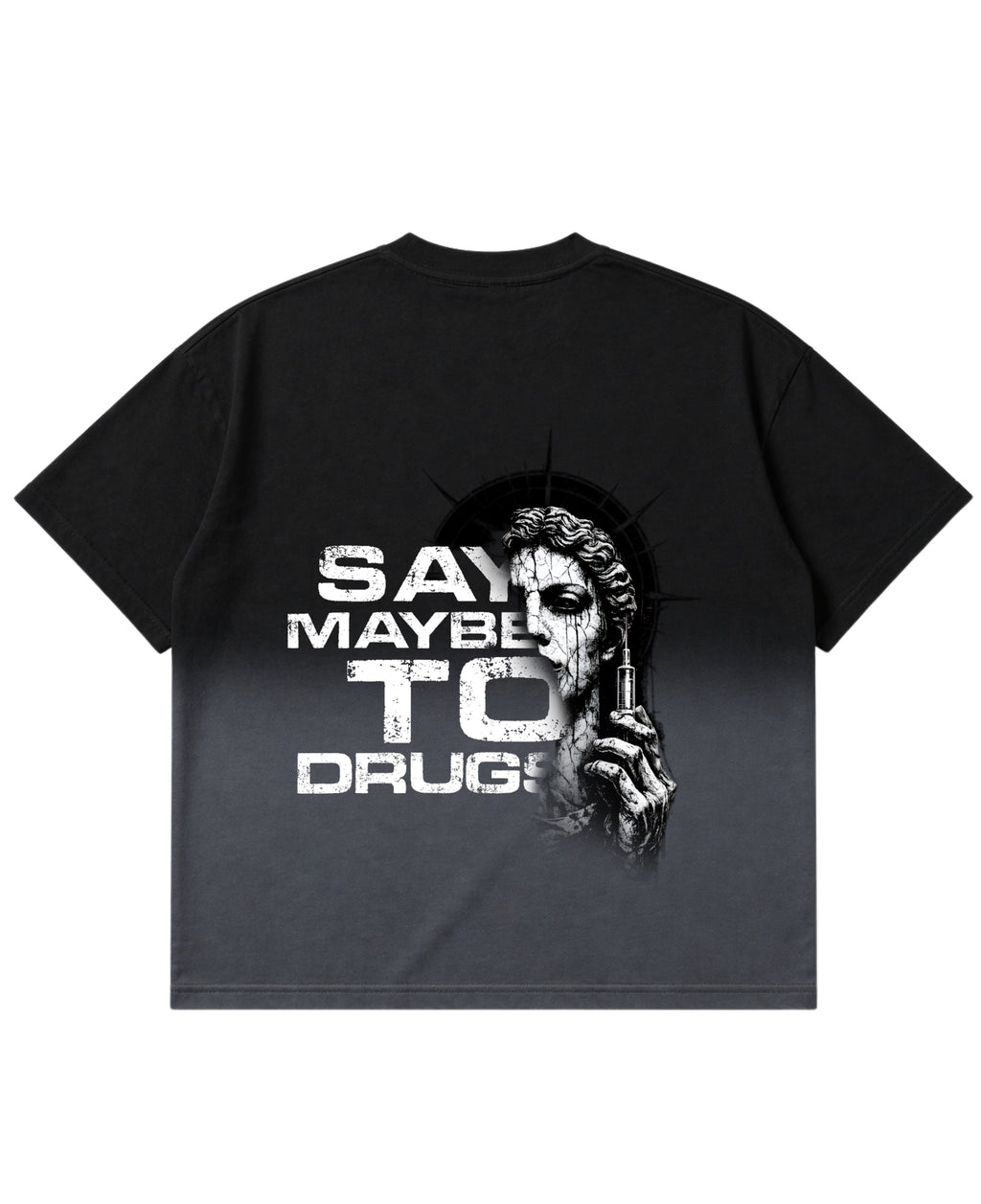 Black Ombré Wash Boxy Fit T-shirt Back Design
